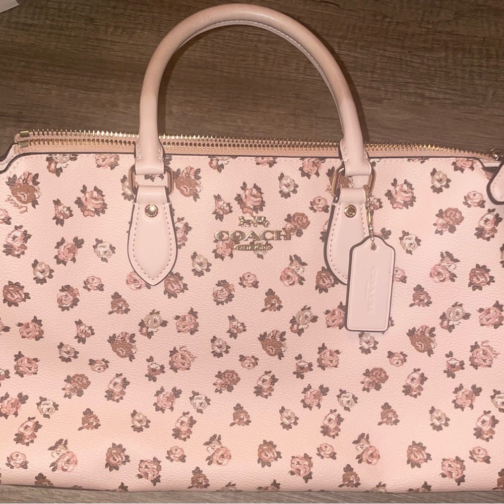 Coach Georgia Satchel Bag with Rose Pattern